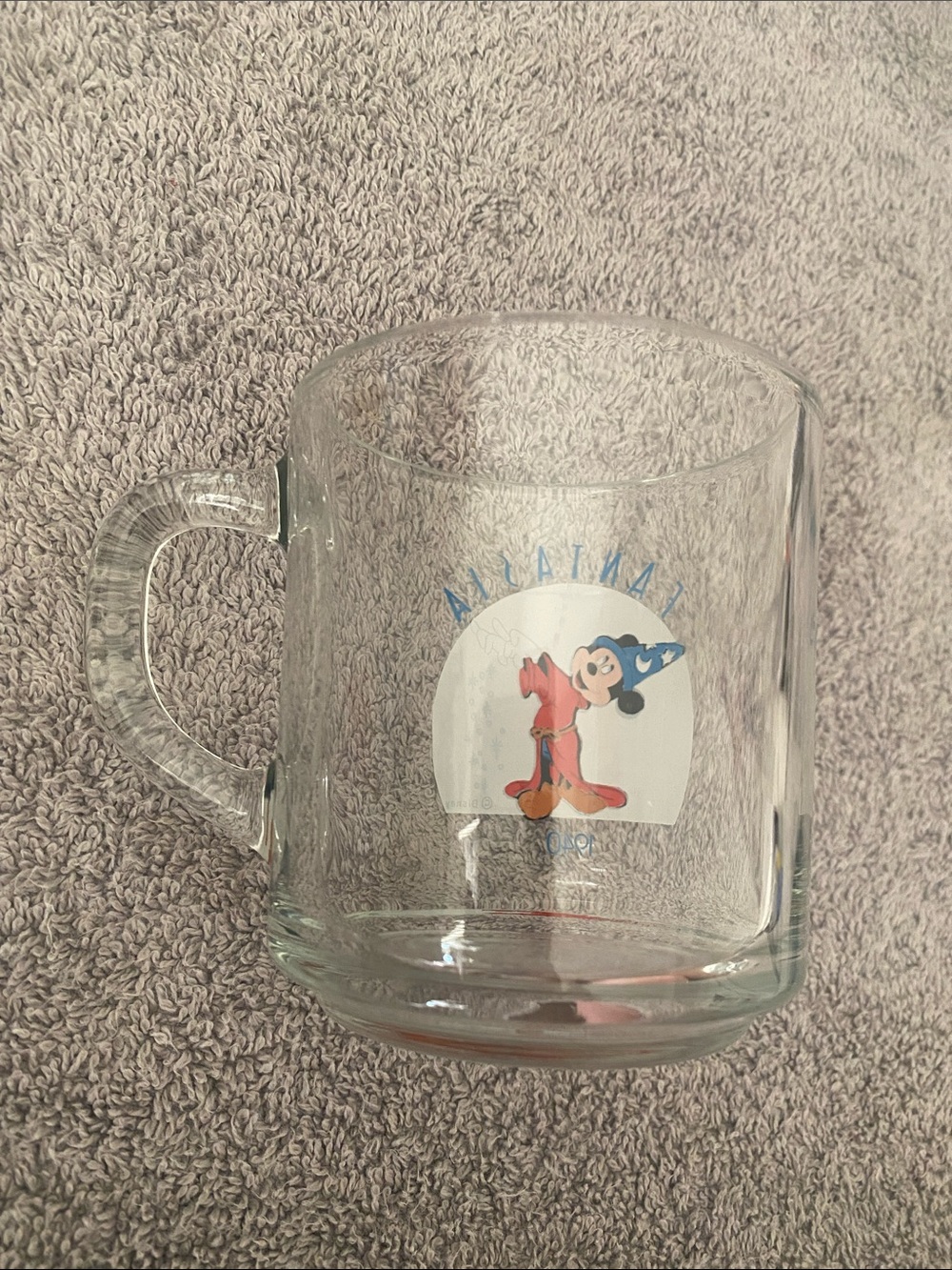 💋 Vintage Disney Fantasia 1940 Mickey Mouse Collectors Glass Coffee Mug Tea Cup! - Picture 2 of 8